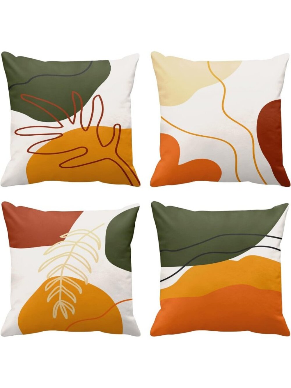 Boho Abstract Throw Pillow Covers Set of 4, 18x18 Inch Decorative Cushions